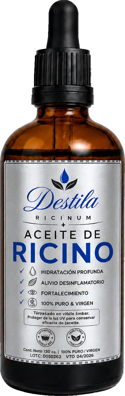 Frasco de vidrio ámbar de 100ml de Aceite de Ricino Destila con gotero
